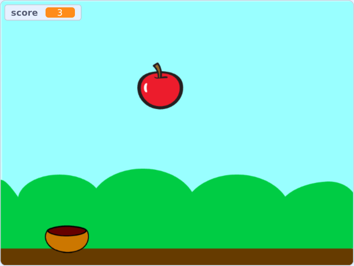 The catching game in Scratch