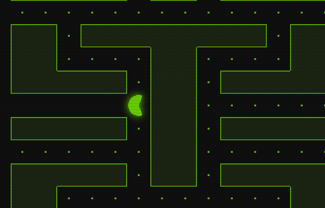 The Pac-Man slide at normal speed: he has stopped in front of the middle block